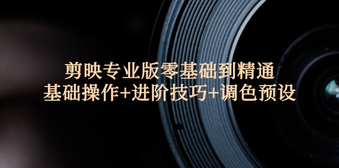（12310期）剪映专业版零基础到精通：基础操作+进阶技巧+调色预设-番茄副业网