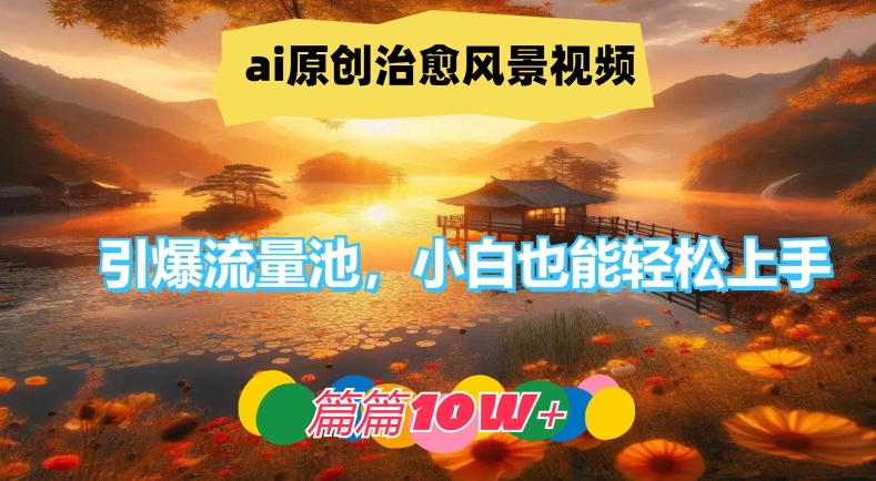 ai原创设计痊愈美景视频，引爆流量池，新手也可以快速上手，每篇10w 【揭密】-番茄副业网