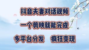 抖音视频夫妇对话视频，一个剪辑软件就可以完成，多平台分发，玩命增粉转现-番茄副业网