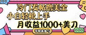 小众发帖子撸美元新项目,月盈利1000 美元,简易没脑子,干就完了【揭密】-番茄副业网