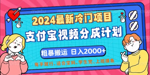 2024全新蓝海项目，支付宝钱包短视频分为方案，立即粗鲁运送，有手就行-番茄副业网