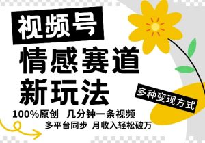 微信视频号情绪跑道全新玩法，5分钟左右一条原创短视频，实际操作简单易上手，日入5张-番茄副业网