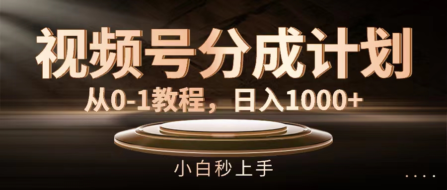 （11931期）微信视频号分为方案，从0-1实例教程，日入1000-番茄副业网