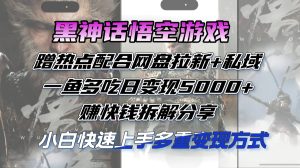 （12271期）黑神话悟空游戏蹭热点配合网盘拉新+私域，一鱼多吃日变现5000+赚快钱拆…-番茄副业网