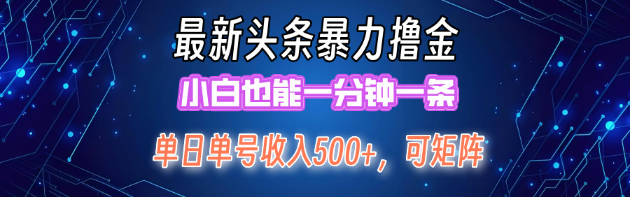 （12380期）最新暴力头条掘金日入500+，矩阵操作日入2000+ ，小白也能轻松上手！-番茄副业网