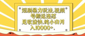 短剧剧本暴力行为游戏玩法，微信视频号运送连怼，见盈利快，纯小白月入1w-番茄副业网