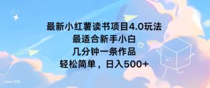 全新小红书念书新项目4.0游戏玩法，比较适合新手入门 数分钟一条著作，轻松简单-番茄副业网