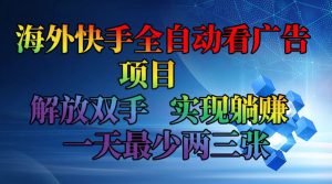 （12185期）海外快手全自动看广告项目    解放双手   实现躺赚  一天最少两三张-番茄副业网