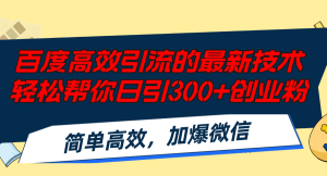 （12064期）百度高效引流的最新技术,轻松帮你日引300+创业粉,简单高效，加爆微信-番茄副业网