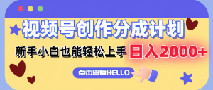 （12158期）视频号创作分成计划  新手小白也能轻松上手 无脑搬运简单操作 日入2000+-番茄副业网
