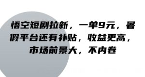 孙悟空短剧剧本引流,一单9元,暑期服务平台也有补助,收益更高,行业前景大,不竞争-番茄副业网