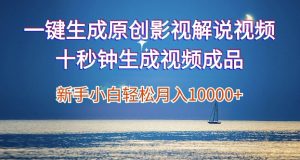 一键生成原创影视解说视频，新手小白月入1w+，十秒钟生成文案  解说  背景音乐 无需二次剪辑-番茄副业网