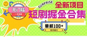 （11999期）短剧掘金合集2.0  无门槛没成本 有手就行 单机100+-番茄副业网
