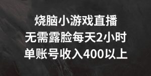烧脑小游戏直播间，不用漏脸每日2钟头，单账户日入400 【揭密】-番茄副业网