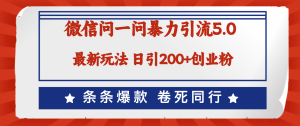 （12240期）微信问一问最新引流5.0，日稳定引流200+创业粉，加爆微信，卷死同行-番茄副业网