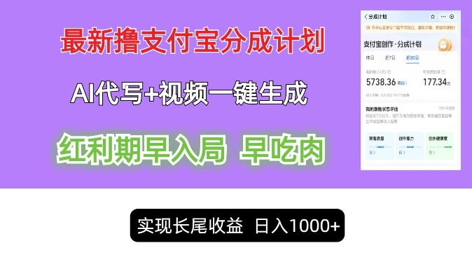新视频一键生成和AI代笔撸支付宝钱包写作分为，轻轻松松日入1k-番茄副业网