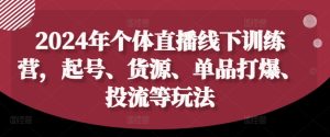 2024年个人直播间夏令营，养号、一手货源、品类打穿、投流等玩法-番茄副业网