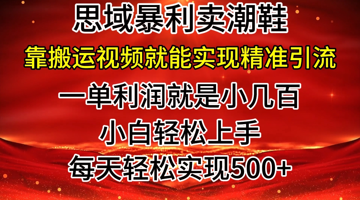 公域卖潮牌鞋子爆利游戏玩法，新手快速上手，日赚多张，轻松，只靠搬运视频就可精准引流方法-番茄副业网