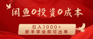 闲鱼平台0投入0成本费 日入1000  无需囤货  初学者懂得就可以开单-番茄副业网