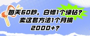 每日60秒，白给1个豪华绿钻?卖这套方法1个月搞2000 ?-番茄副业网