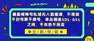 新视频号公域无人直播课，不违规防封号更加不废号，品类提成50%-65%中间，不深灰色不投流-番茄副业网