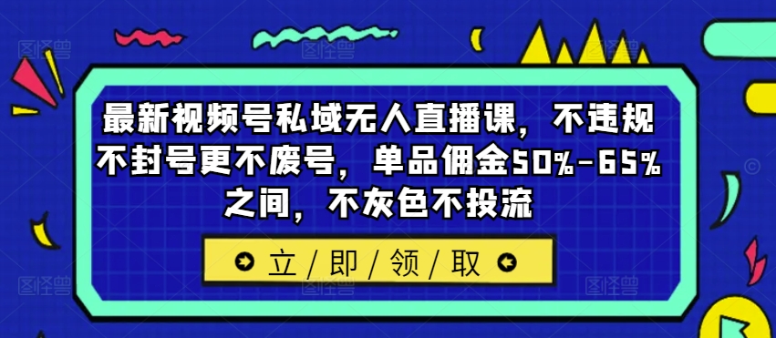 新视频号公域无人直播课，不违规防封号更加不废号，品类提成50%-65%中间，不深灰色不投流-番茄副业网