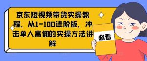 京东商城短视频卖货实际操作实例教程，从1-100升级版，冲击性1人高拥的实际操作方式解读-番茄副业网