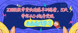 2024短视频带货迅速打造爆款夏令营,30天陪你从0-1养号转现-番茄副业网