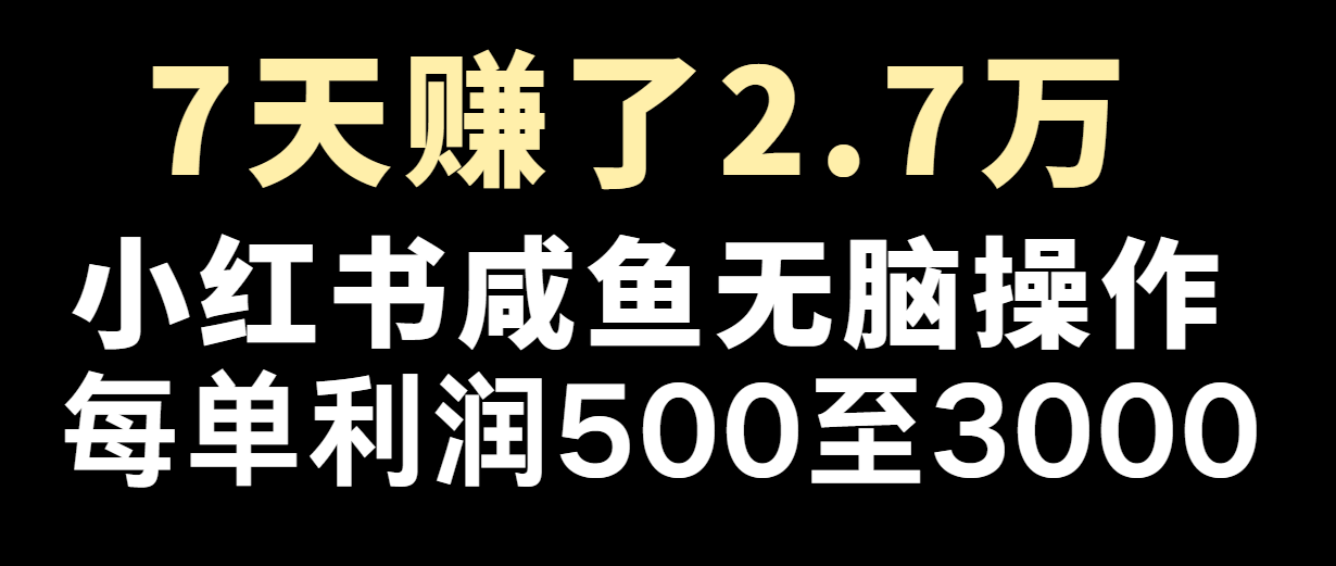 七天挣了2.7万！每单利润至少500 ，轻轻松松月入5万 新手有手就行-番茄副业网
