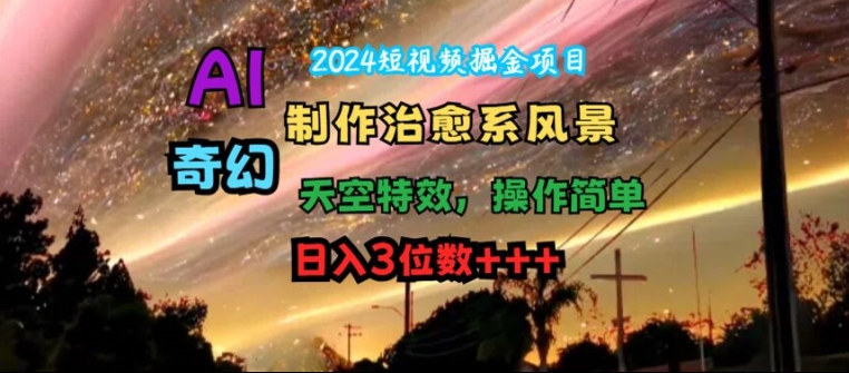 2024短视频掘金项目，AI制作治愈系风景，奇幻天空特效，操作简单，日入3位数【揭秘】-番茄副业网