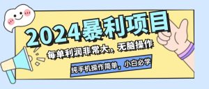 （12130期）2024暴利项目，每单利润非常大，无脑操作，纯手机操作简单，小白必学项目-番茄副业网