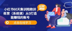 小红书的60天培训陪跑夏令营(系统软件课)从0打造出能挣钱的账户-番茄副业网