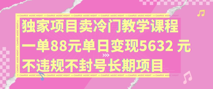 独家代理新项目卖小众教学内容一单88元单日转现5632元违反规定防封号长期项目【揭密】-番茄副业网