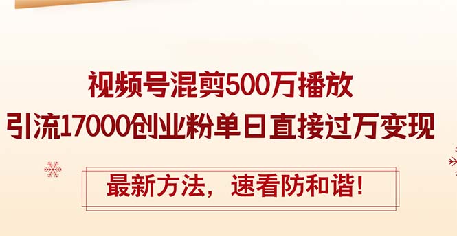 （12391期）精华帖视频号混剪500万播放引流17000创业粉，单日直接过万变现，最新方…-番茄副业网