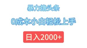 （12068期）暴力撸头条，0成本小白轻松上手，日入2000+-番茄副业网