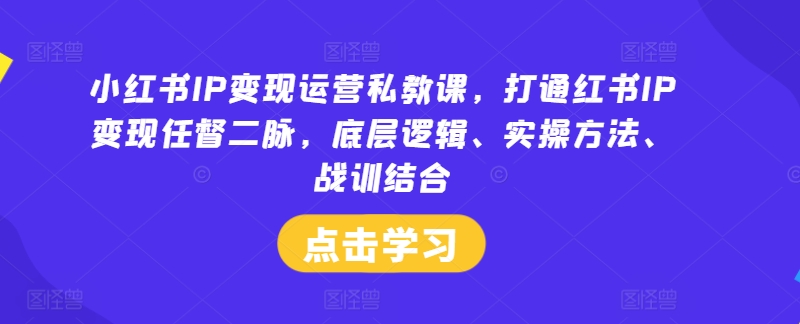 小红书IP变现运营私教课，打通红书IP变现任督二脉，底层逻辑、实操方法、战训结合-番茄副业网