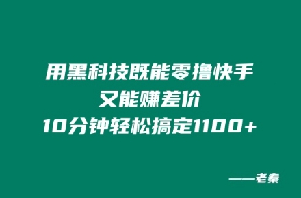 用高科技既可以零撸快手视频又可赚取差价，10min轻松解决1100-番茄副业网