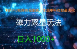 利用4.0矩阵布局策略，实现单号收益最大化，磁力聚星新玩法，日入1k+【揭秘】-番茄副业网