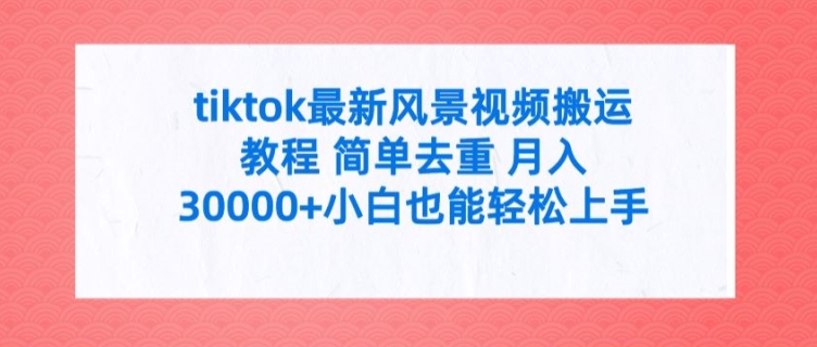 tiktok全新景色视频搬运实例教程 简易去重复 月入3W 新手也可以快速上手【揭密】-番茄副业网