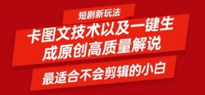 短剧剧本卡图文并茂技术性轻松突破原创设计、一键生成高品质短剧剧本短视频，比较适合新手上手干货知识技术性【揭密】-番茄副业网