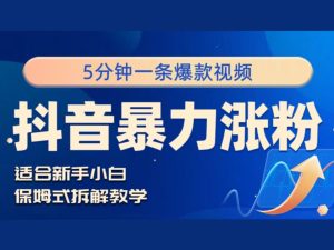 抖音暴力涨粉野路子，五分钟一条视频，适合新手小白!-番茄副业网