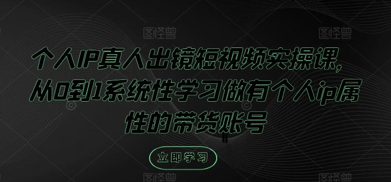 个人IP真人出镜短视频实操课，从0到1系统性学习做有个人ip属性的带货账号-番茄副业网
