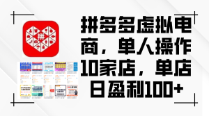 （12267期）拼多多虚拟电商，单人操作10家店，单店日盈利100+-番茄副业网