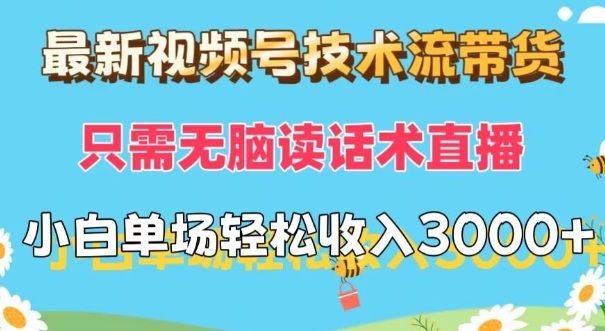 新视频号技术控卖货，仅需没脑子读销售话术直播间，小白单场直播纯收益都可以轻松做到3k-番茄副业网