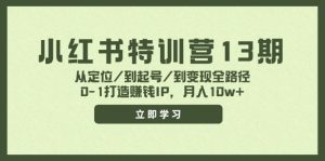 （11963期）小红书特训营13期，从定位/到起号/到变现全路径，0-1打造赚钱IP，月入10w+-番茄副业网