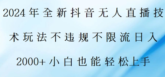 2024年全新抖音无人直播技术玩法，日入2k，小白也能轻松上手-番茄副业网