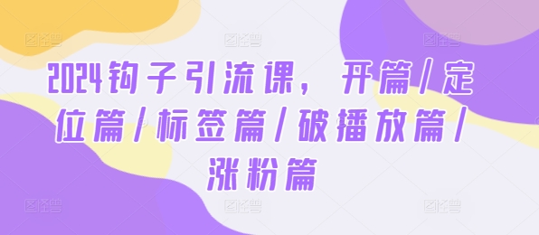 2024勾子引流课，开场/精准定位篇/标识篇/破播放视频篇/增粉篇-番茄副业网