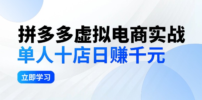 （12326期）拼夕夕虚拟电商实战：单人10店日赚千元，深耕老项目，稳定盈利不求风口-番茄副业网
