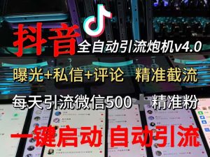 （12283期）渡鸦科技抖音V4.0曝光炮机 全自动截流精准粉 创业粉 私域引流微信日+500人-番茄副业网