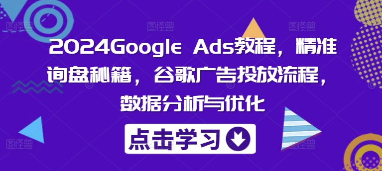 2024Google Ads教程，精准询盘秘籍，谷歌广告投放流程，数据分析与优化-番茄副业网